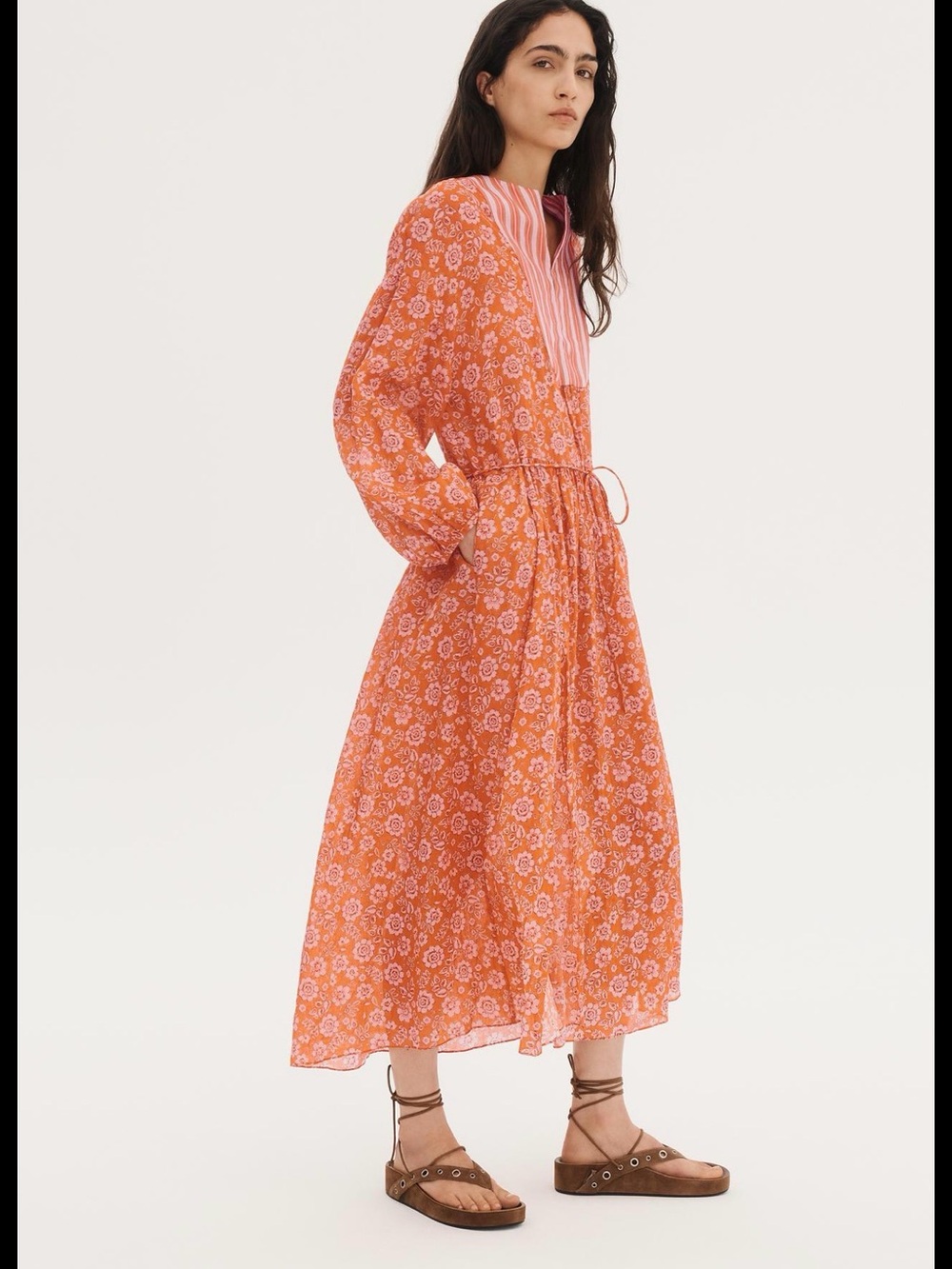 ZARA 100% RAMIE❗️Limited Edition NWT ❗️Floral Kaftan Dress NWT